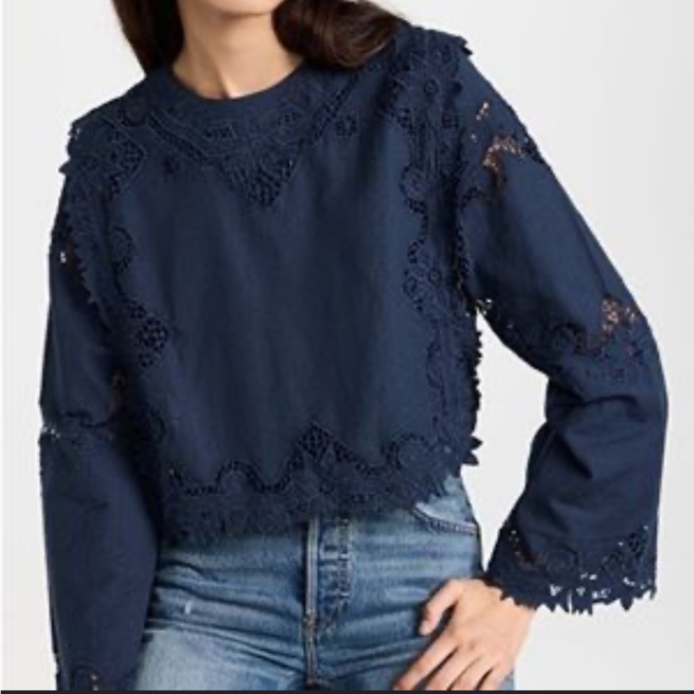 Sea New York Blouse With Floral Eyelet Design